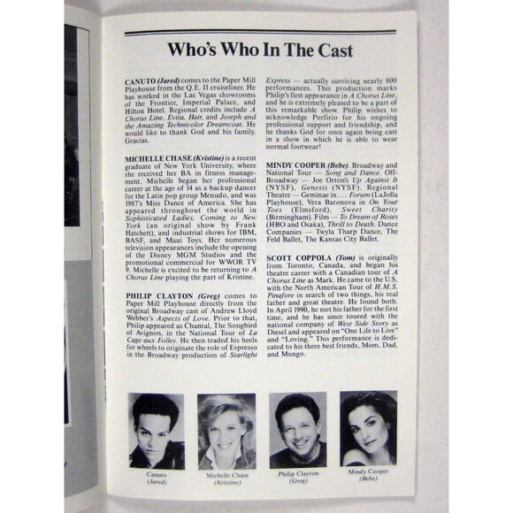 Chorus Line Paper Mill Playhouse 1991 Program Michael Bennett - Picture 5 of 6